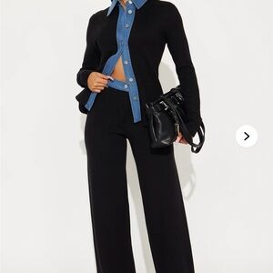 Fashion Nova Elegant Black and Blue Pantsuit